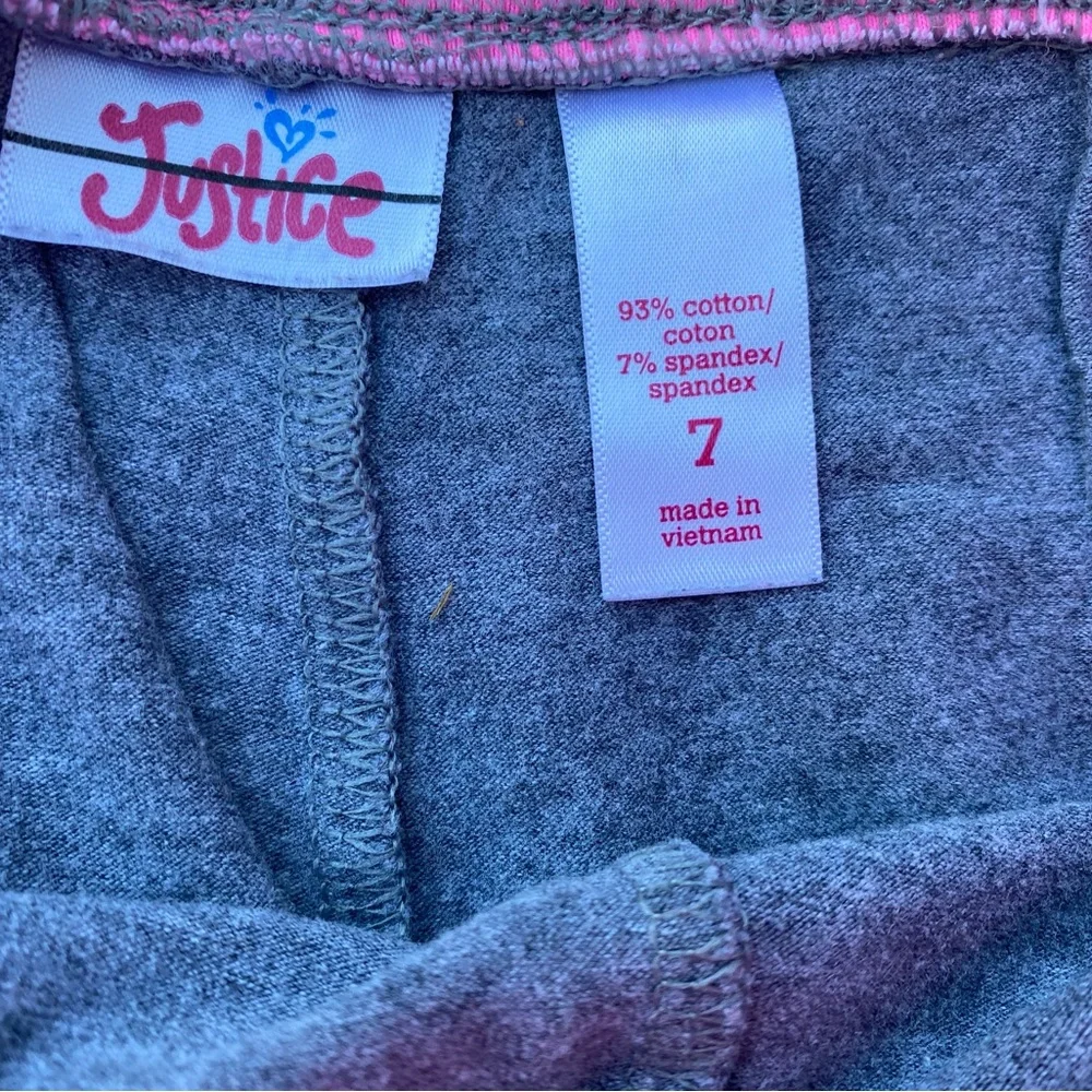 Justice Gray and Pink Heart Dance Leggings